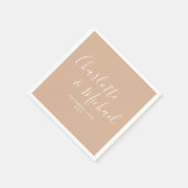 Tan Taupe Elegante Signature Script Hochzeit Serviette (Ecke)