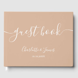 Tan Taupe Signature Script Wedding Gästebuch