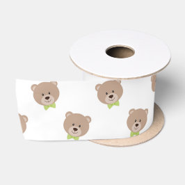 TAN TEDDY BAR FACS MIT GRÜNEN BOW KRAWATTE SATINBAND