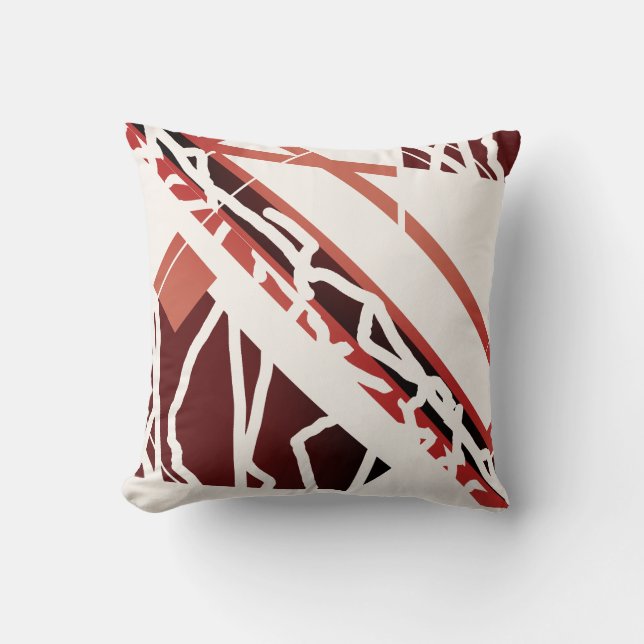 Tan-Terracotta Brown auf cremefarbenem, Abstraktem Kissen (Vorderseite)