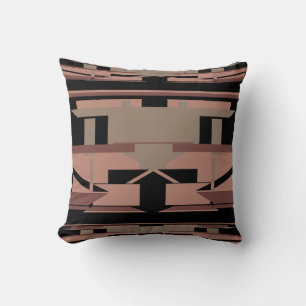 Tan Terracotta Brown on Black Southwest Art Mosaik Kissen