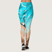 Tan to Blue Ombre Fluid Art Leggings (Rückseite)