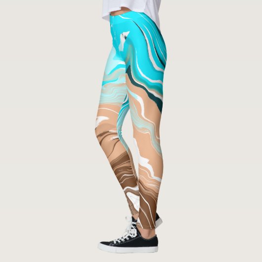 Tan to Blue Ombre Fluid Art Leggings (Links)