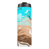 Tan to Blue Ombre Fluid Art Thermosbecher (Vorderseite)