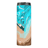 Tan to Blue Ombre Fluid Art Thermosbecher (Rückseite)