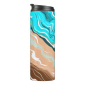 Tan to Blue Ombre Fluid Art Thermosbecher (Nach rechts gedreht)