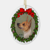 Tan Toy Fox Terrier von Glenda S. Harlan Keramik Ornament (Rechts)