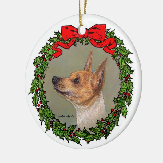 Tan Toy Fox Terrier von Glenda S. Harlan Keramik Ornament (Links)