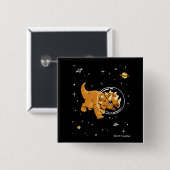 Tan Triceratops Dinos im Weltraum Button (Vorne & Hinten)