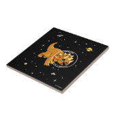 Tan Triceratops Dinos im Weltraum Fliese (Seite)
