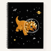 Tan Triceratops Dinos im Weltraum Notizblock (Vorderseite)