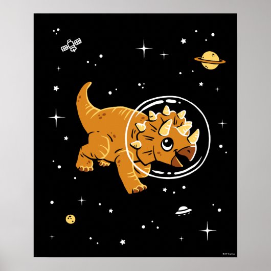 Tan Triceratops Dinos im Weltraum Poster (Vorne)