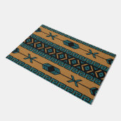 Tan Turquoise Aztec Muster Südwestdesign Fußmatte (Schrägansicht)