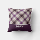 TAN u. lila kariertes Kissen (Rückseite)