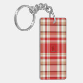 TAN u. roter karierter rechteckiger Arcylic Schlüsselanhänger (Vorderseite links)