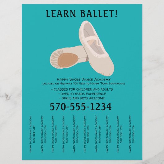 Tan und Aquamariner Balletttanz Abreißen Streifen Flyer (Vorne)