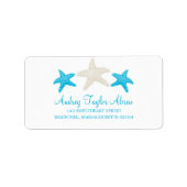 Tan und Aquamariner Starfish | RÜCKSENDEADRESSE Adressaufkleber (Vorne)