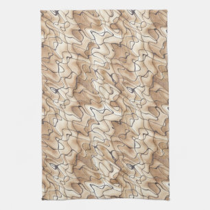 TAN und Beige mit schwarzen Squiggly Linien Handtuch