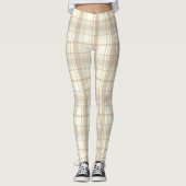 Tan und Beige Tartan Muster Legging Pants Leggings (Vorderseite)