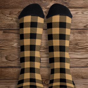 Tan und Black Buffalo Kariert Socken