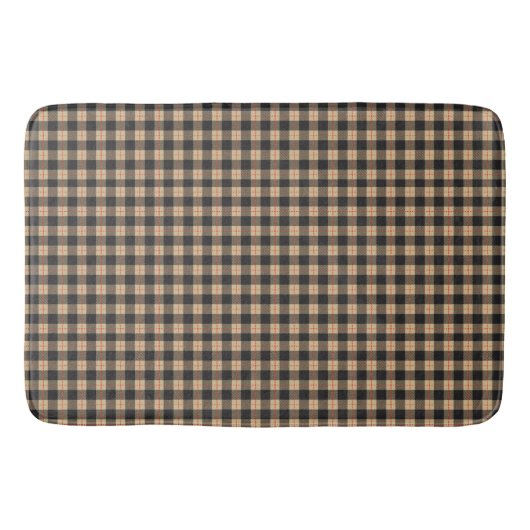 Tan und Black Red Stripe Buffalo Kariert Badematte (Vorderseite)