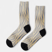 Tan und Black Zebra Stripe Crew Socks Socken (Linkes Detail)