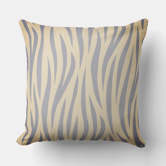 Tan und Black Zebra Stripe Throw Kissen (Vorderseite)