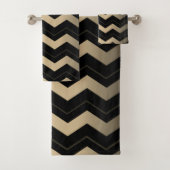 Tan und Black Zigzag Badhandtuch Set (Insitu)
