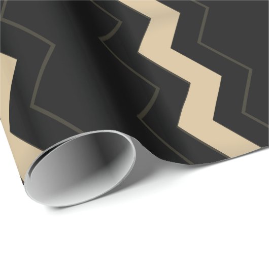 Tan und Black Zigzag Geschenkpapier (Rolleneckpunkt)