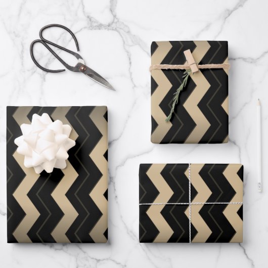 Tan und Black Zigzag Geschenkpapier Set (Vorderseite)