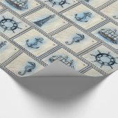 TAN und blaue SeeSeepferde und Leuchttürme Geschenkpapier (Ecke)