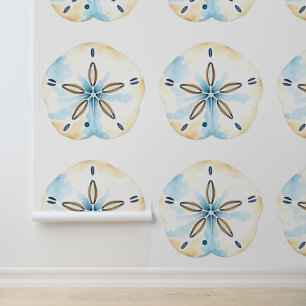 Tan und Blue Coastal Sand Dollar Küste Tapete