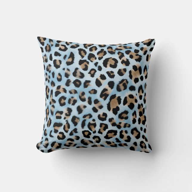 Tan und Blue Leopard Kissen (Vorderseite)