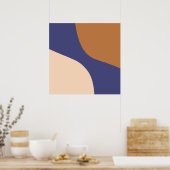 Tan und Blue Minimalistisch Swirl-Formen Poster (Küche)