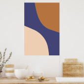 Tan und Blue Minimalistisch Swirl-Formen Poster (Küche)