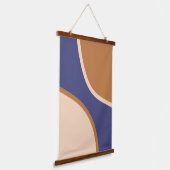 Tan und Blue Minimalistisch Swirt Formen und Kante Wandteppich Mit Holzrahmen (Gewinkelt)