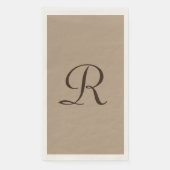 Tan und Braun Mit Monogramm Minimalistisch neutral Serviette (Vorderseite)