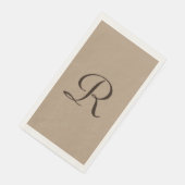 Tan und Braun Mit Monogramm Minimalistisch neutral Serviette (Ecke)