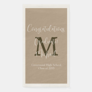 Tan und Brown Mit Monogramm Minimal Graduation Par Serviette
