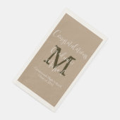 Tan und Brown Mit Monogramm Minimal Graduation Par Serviette (Ecke)