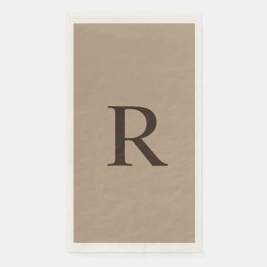 Tan und Brown Mit Monogramm Minimalistisch neutral Serviette (Vorderseite)
