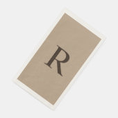 Tan und Brown Mit Monogramm Minimalistisch neutral Serviette (Ecke)