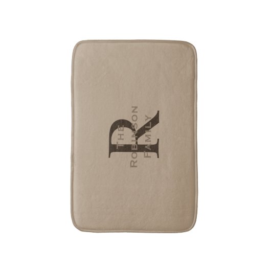 Tan und Brown Name Mit Monogramm Badematte (Vorderseite Vertikal)