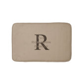 Tan und Brown Name Mit Monogramm Badematte (Vorderseite)
