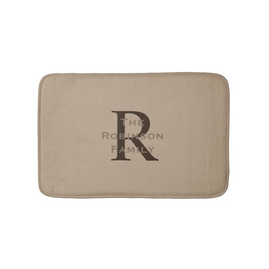 Tan und Brown Name Mit Monogramm Badematte (Vorderseite)