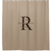 Tan und Brown Name Mit Monogramm Duschvorhang (Vorderseite)