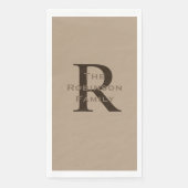 Tan und Brown Name Mit Monogramm Paper Handtuch Serviette (Vorderseite)