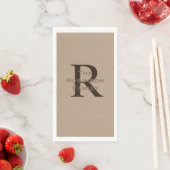 Tan und Brown Name Mit Monogramm Paper Handtuch Serviette (Beispiel)