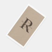 Tan und Brown Name Mit Monogramm Paper Handtuch Serviette (Ecke)