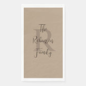 Tan und Brown Name Monogram Paper Handtuch Serviette (Vorderseite)